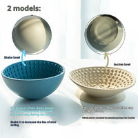 HKM-0394429 Three-Compartment Silicone Slow Feeder Bowl and Lick Mat, 21cm Diameter, Yellow and Coral Red
