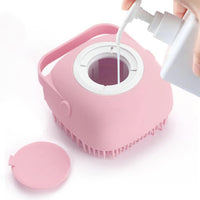 HKM-0395709 Pet Grooming Brush with Soap Dispenser - Gentle Silicone Bristles for Long and Short Hair Pets