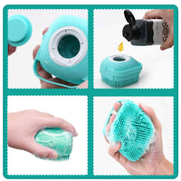 HKM-0395709 Pet Grooming Brush with Soap Dispenser - Gentle Silicone Bristles for Long and Short Hair Pets