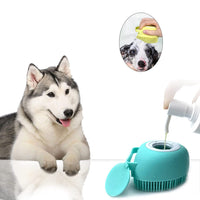 HKM-0395709 Pet Grooming Brush with Soap Dispenser - Gentle Silicone Bristles for Long and Short Hair Pets