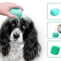 HKM-0395709 Pet Grooming Brush with Soap Dispenser - Gentle Silicone Bristles for Long and Short Hair Pets