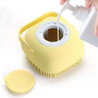 HKM-0395709 Pet Grooming Brush with Soap Dispenser - Gentle Silicone Bristles for Long and Short Hair Pets