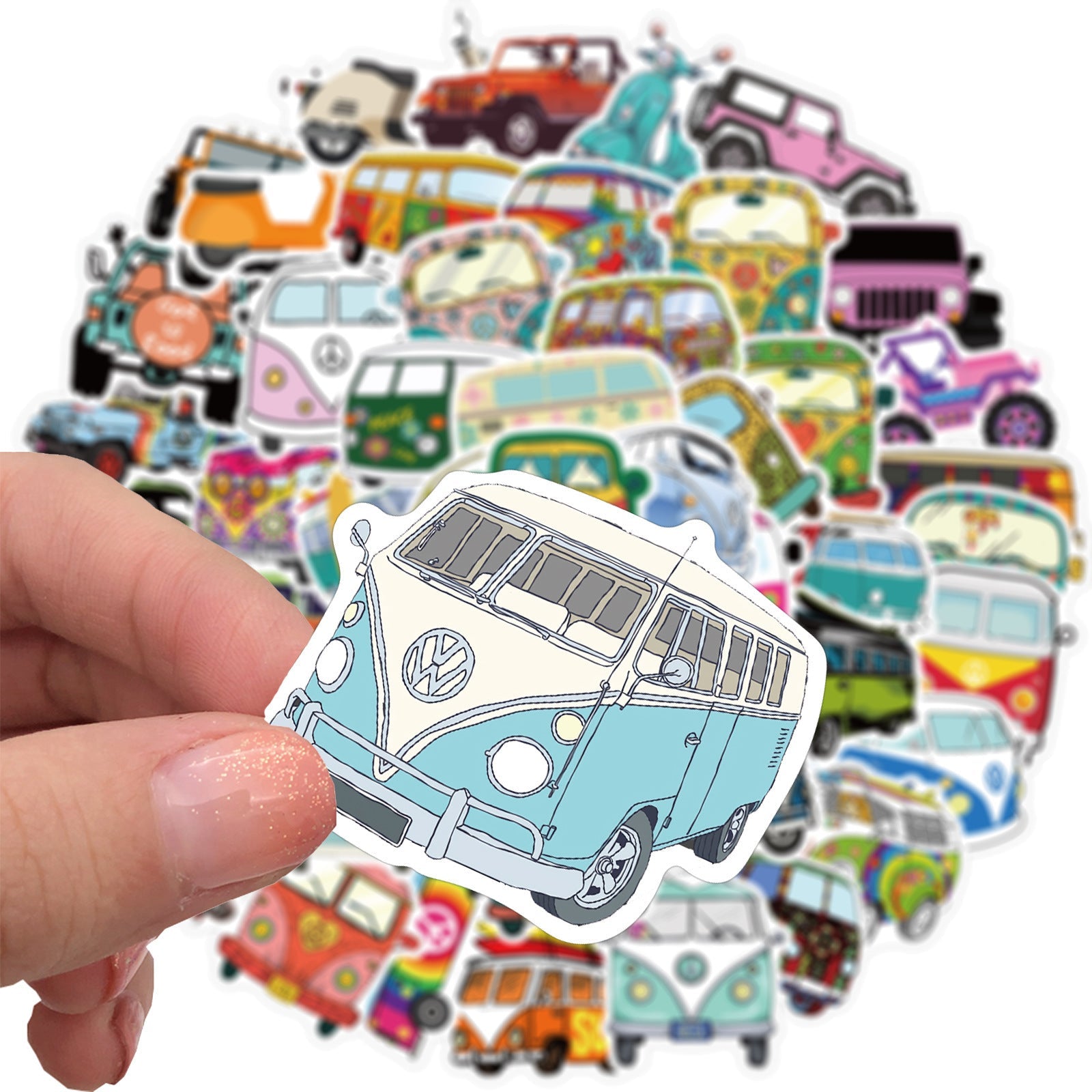 HKM-039635 Hip-Hop Style Waterproof Stickers for Outdoor Use – Set of 50 Self-Adhesive Graffiti Designs, 4-6cm Each