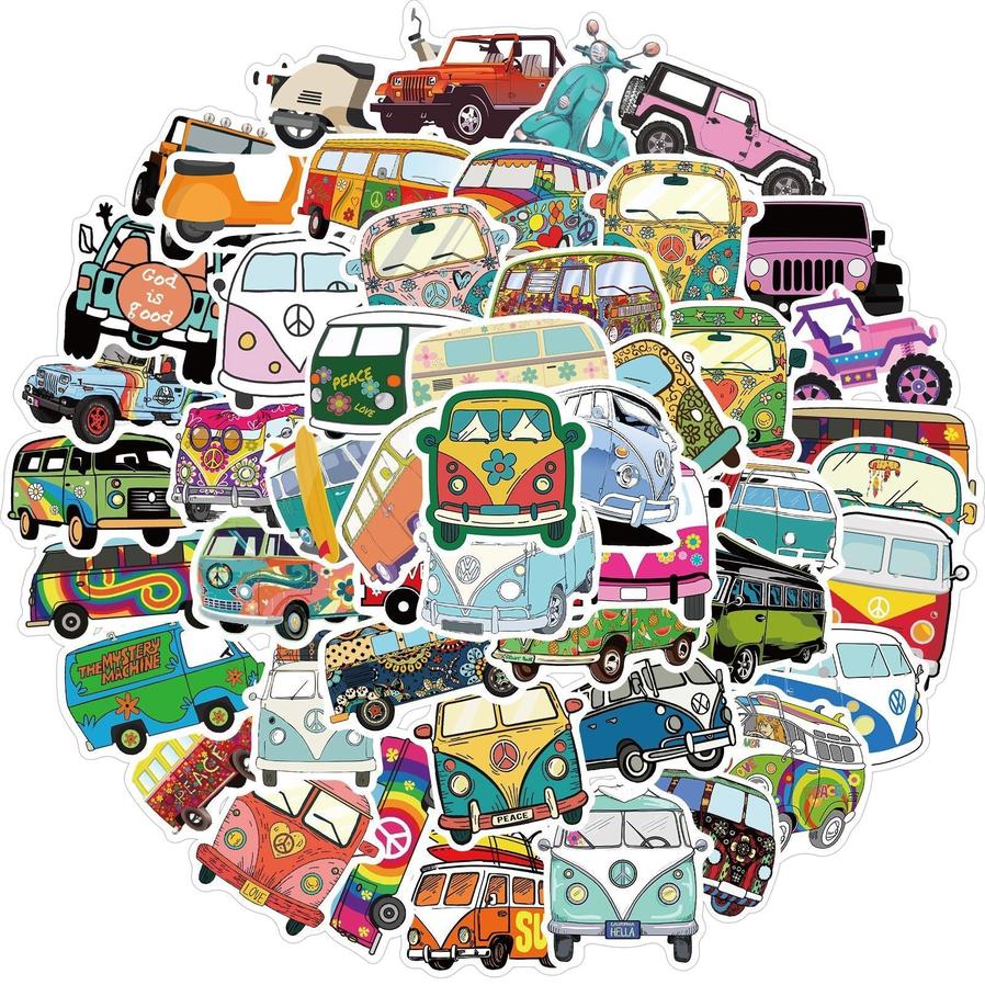 HKM-039635 Hip-Hop Style Waterproof Stickers for Outdoor Use – Set of 50 Self-Adhesive Graffiti Designs, 4-6cm Each