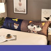 HKM-039635 Lovers Pillow - Large Coral Fleece Rectangle Design for Two, 1.5m Bed Size