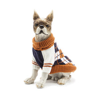 HKM-0396605 Navy Blue and Ginger Yellow Acrylic Sweaters for Pets ¨C Various Sizes Available