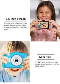 HKM-039699 3.5 Inch Cartoon Digital HD Camera with Anti-Fall Silicone Case – Sky Blue & Pink