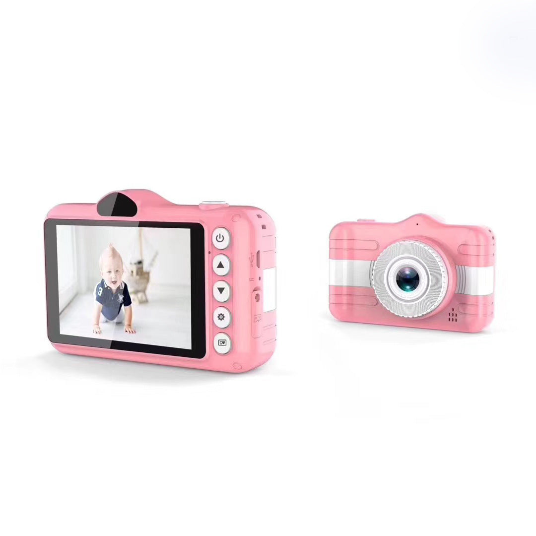HKM-039699 3.5 Inch Cartoon Digital HD Camera with Anti-Fall Silicone Case – Sky Blue & Pink