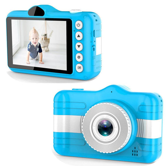 HKM-039699 3.5 Inch Cartoon Digital HD Camera with Anti-Fall Silicone Case – Sky Blue & Pink