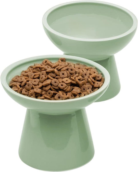 HKM-039827 Elevated Ceramic Cat Food Bowl Set for Comfort and Digestion – Whisker-Friendly Design, Easy to Clean