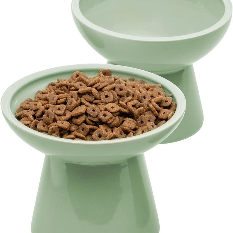 HKM-039827 Elevated Ceramic Cat Food Bowl Set for Comfort and Digestion – Whisker-Friendly Design, Easy to Clean