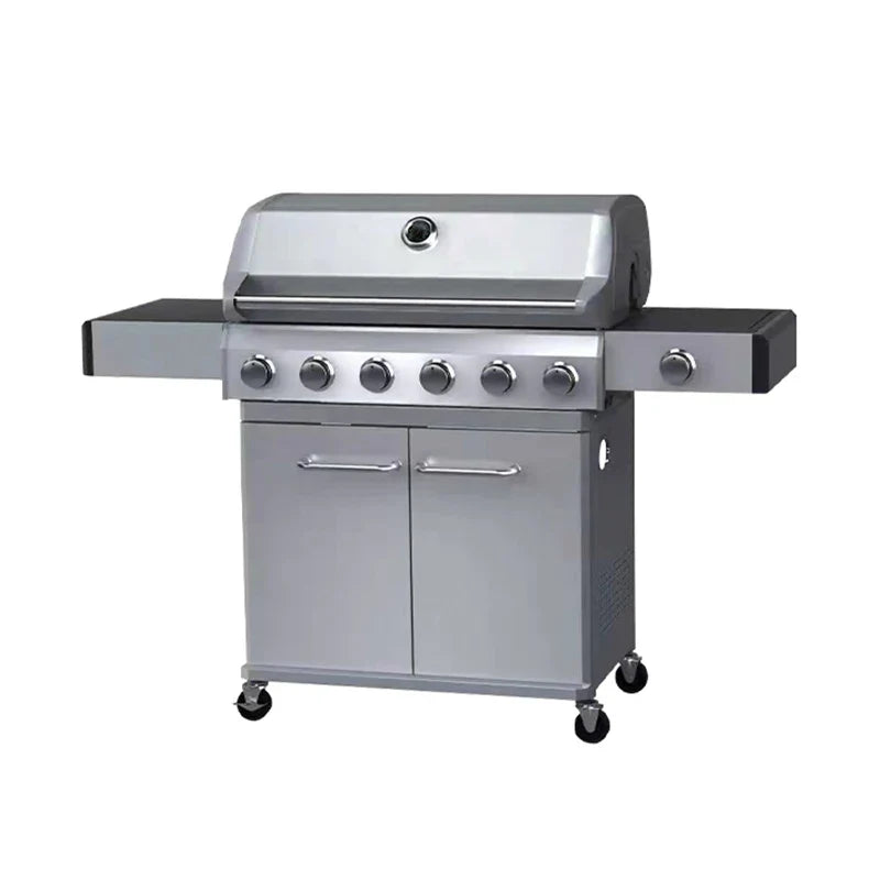 HKM-039827 Stainless Steel 6-Burner Gas BBQ Grill with Removable Tabletop