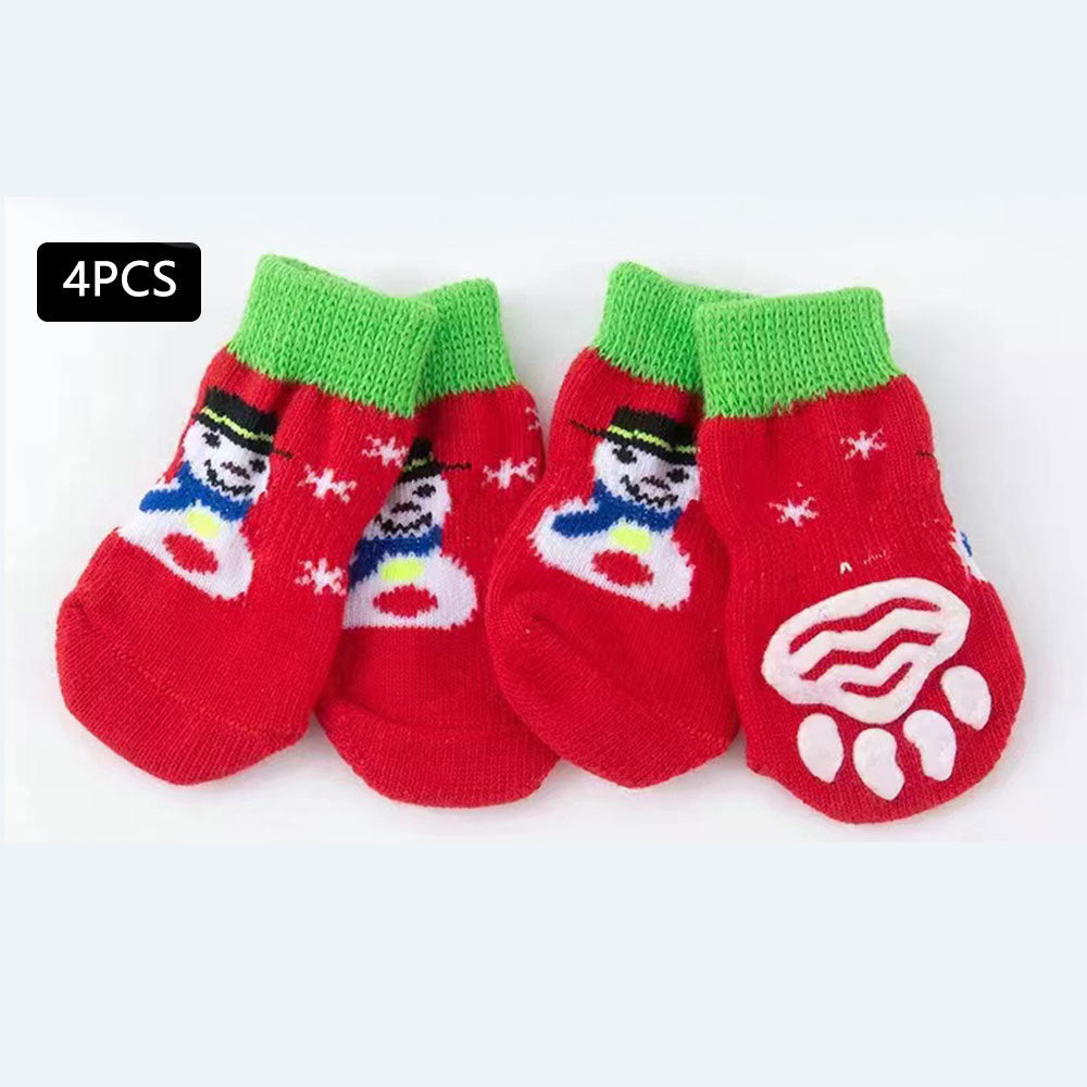 HKM-0400061 Festive Cartoon Pet Socks for Dogs - Santa Claus, Elk, and Snowman Designs
