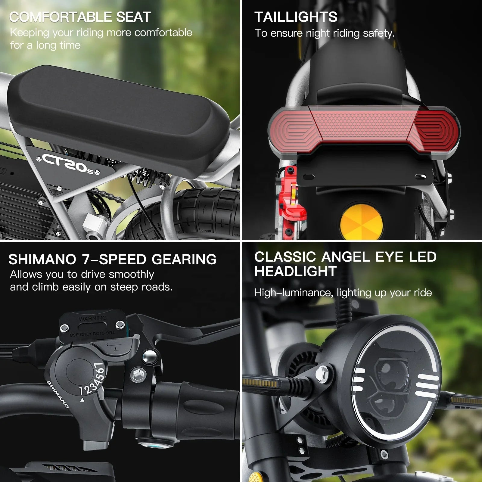 HKM-040019 2000W Electric Fat Tire Bike - 65km/h Max Speed, 20-Inch Wheels, 7-Speed Gears, LCD Display, Urban Commuter