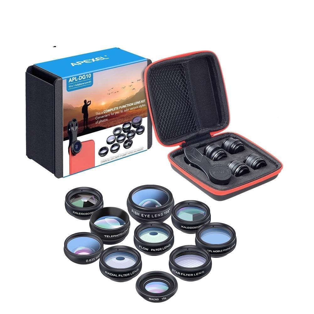 HKM-040211 10-in-1 Universal Camera Lens Kit for Smartphones - Fisheye, Wide Angle, Macro, CPL, Kaleidoscope, Telescope, and More