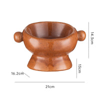 HKM-0404157 Ceramic Anti-Flip Cat Bowl - Flat Mouth Design in Multiple Heights and Colors
