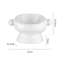 HKM-0404157 Ceramic Anti-Flip Cat Bowl - Flat Mouth Design in Multiple Heights and Colors