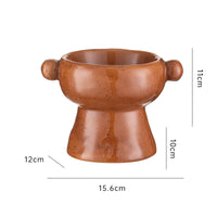 HKM-0404157 Ceramic Anti-Flip Cat Bowl - Flat Mouth Design in Multiple Heights and Colors