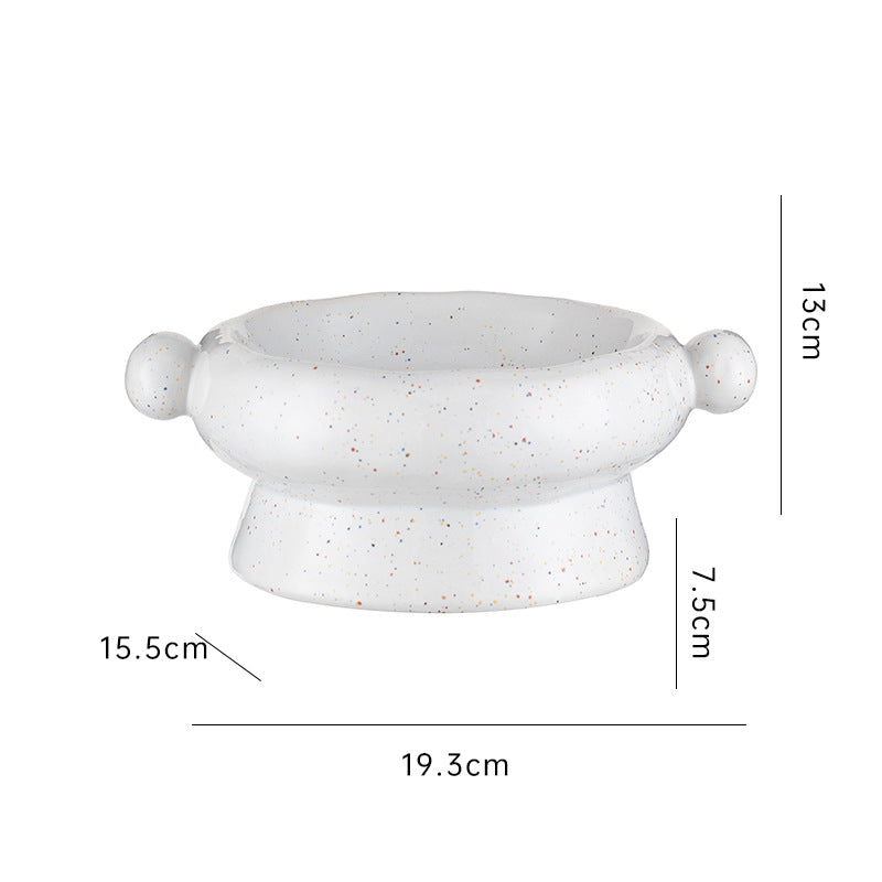 HKM-0404157 Ceramic Anti-Flip Cat Bowl - Flat Mouth Design in Multiple Heights and Colors