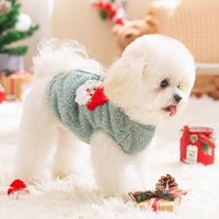 HKM-0404541 Warm Fleece Dog Coat with Santa Design for Small Breeds and Puppies