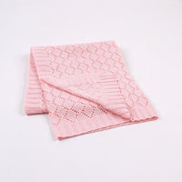 HKM-040467 Knitted Hollow Throw Blanket for Summer and Spring - Ideal for Kids and Teens, Various Colors Available