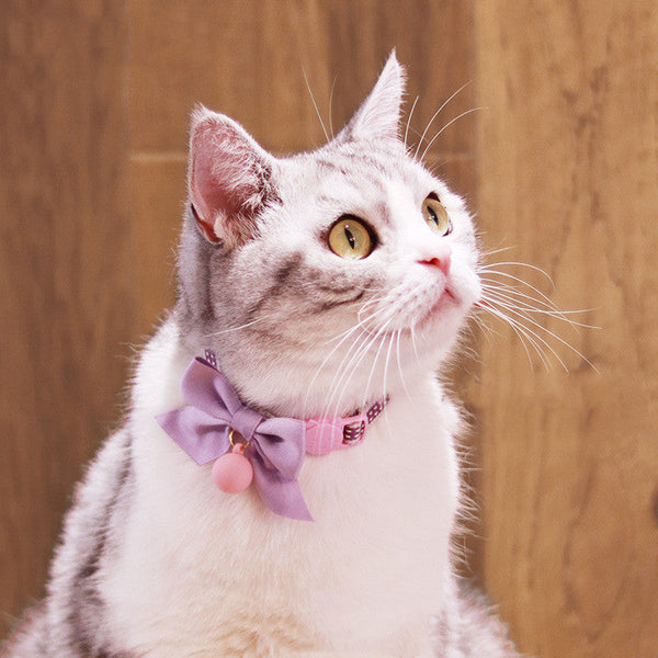 HKM-0405949 Adjustable Cat Bow Tie Collar with Bell - Multiple Colors Available