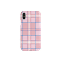 HKM-040723 Korean Style Pink Plaid Phone Case with Stand for iPhone Models