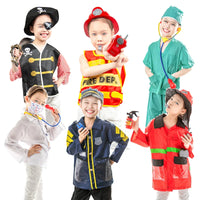 HKM-040723 Multistyle Role Play Costume Set for Kids with Firefighter, Police, and Doctor Uniforms