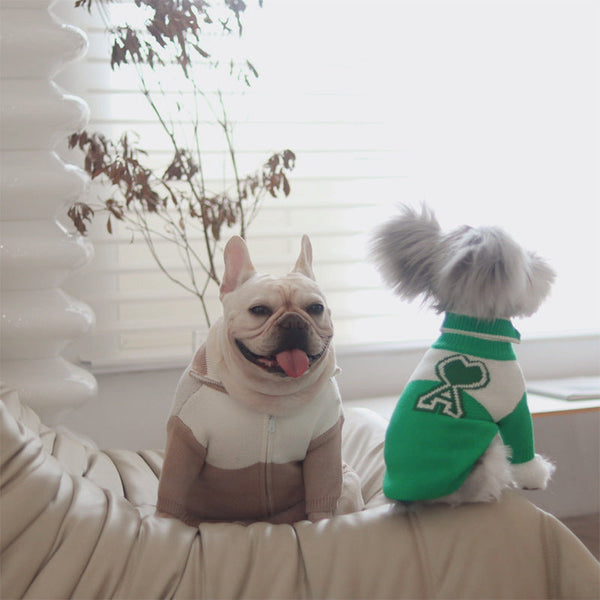 HKM-0407741 Dog Wool Baseball Jacket for Autumn and Winter in Green and Khaki, Various Sizes Available