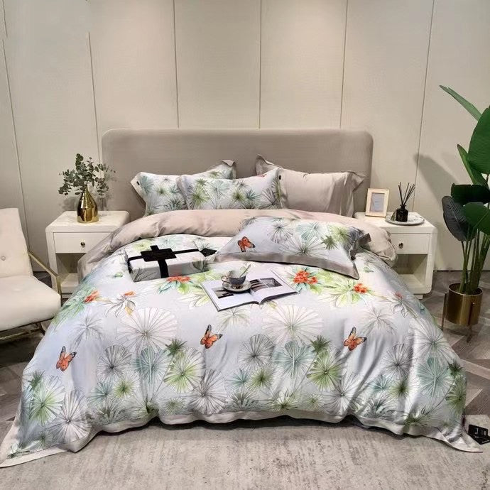 HKM-040787 Lenzing Tencel 1.5/1.8/2.0 Bed Four-Piece Floral Sheet Set with Custom Options