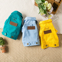 HKM-0408125 Pet Dog Denim Jacket in Green, Light Blue, and Yellow - Fashionable Minimalist Design