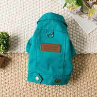 HKM-0408125 Pet Dog Denim Jacket in Green, Light Blue, and Yellow - Fashionable Minimalist Design