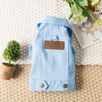 HKM-0408125 Pet Dog Denim Jacket in Green, Light Blue, and Yellow - Fashionable Minimalist Design