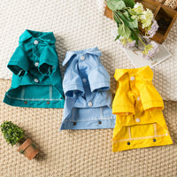 HKM-0408125 Pet Dog Denim Jacket in Green, Light Blue, and Yellow - Fashionable Minimalist Design
