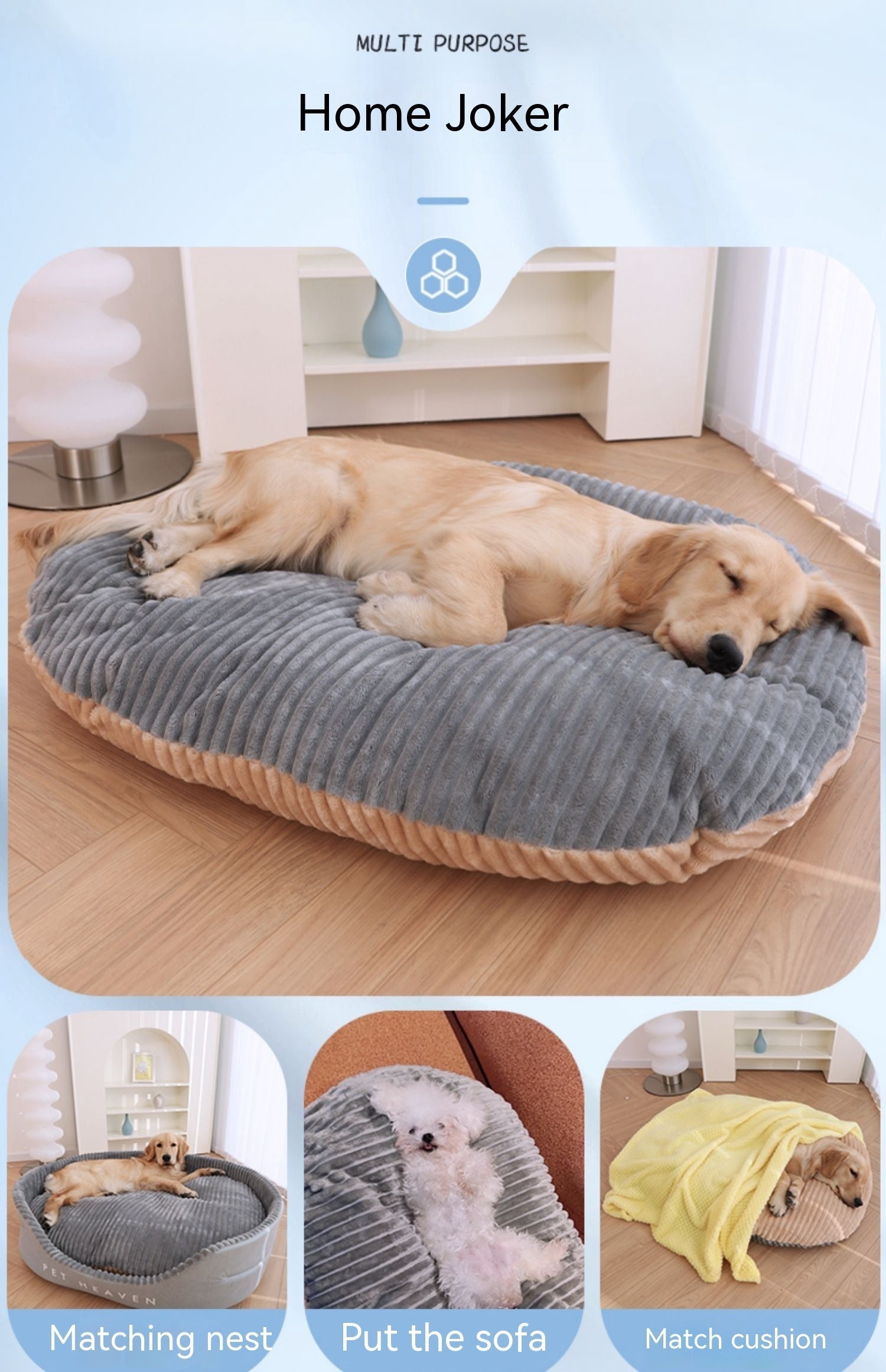 HKM-0409789 Double-Sided Removable & Washable Dog Mattress - Universal Floor Mat for Pets
