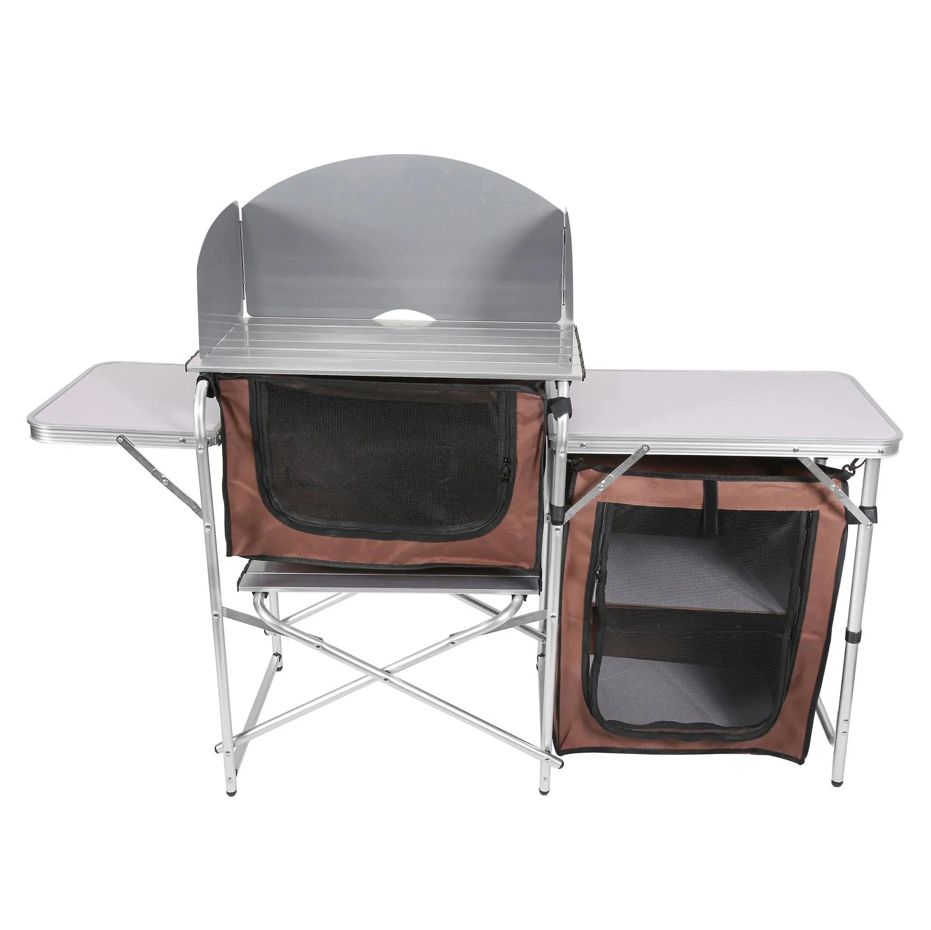 HKM-040979 Portable Outdoor Folding Cooking Station with Storage for Camping and Mobile Kitchen Use