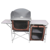 HKM-040979 Portable Outdoor Folding Cooking Station with Storage for Camping and Mobile Kitchen Use