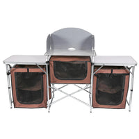 HKM-040979 Portable Outdoor Folding Cooking Station with Storage for Camping and Mobile Kitchen Use