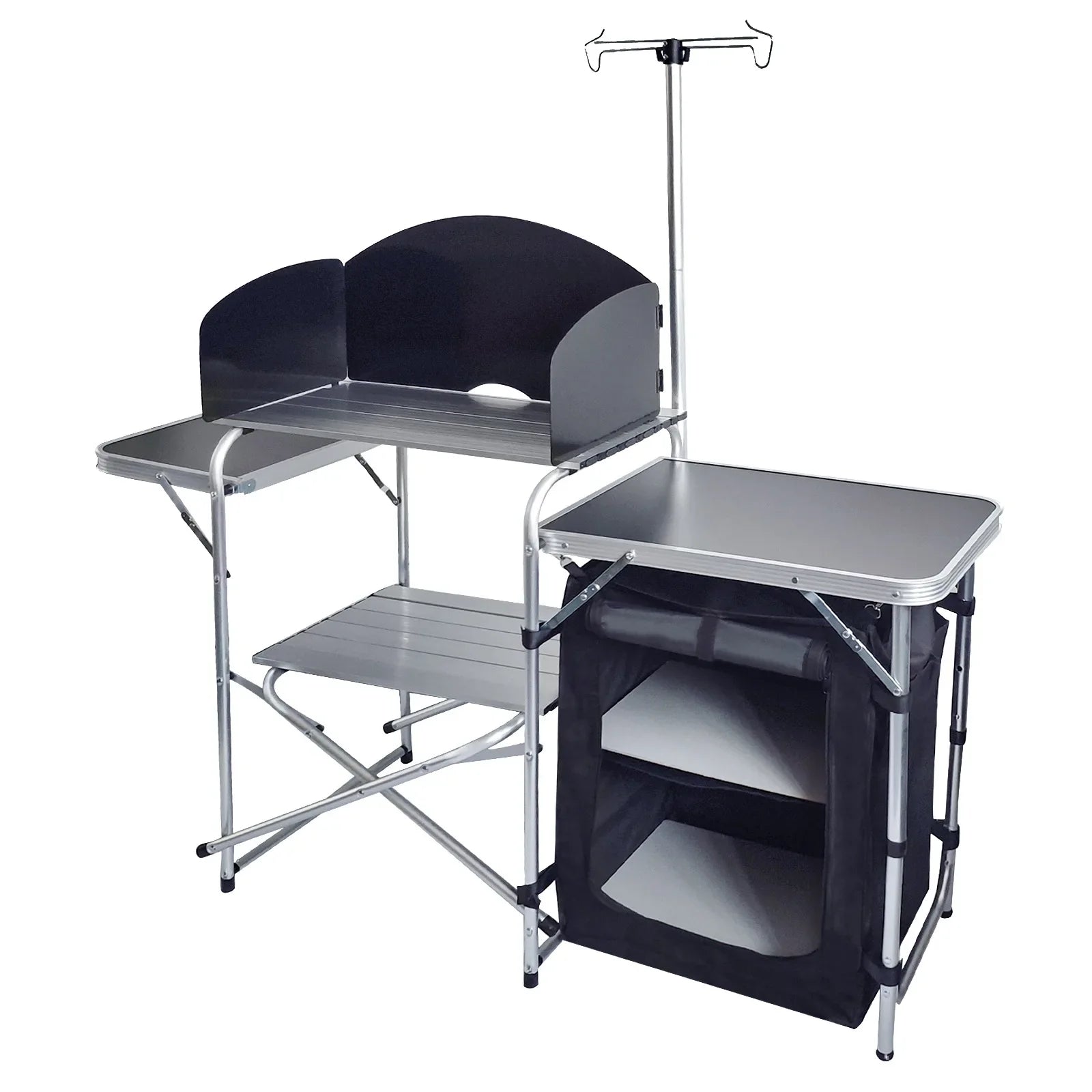 HKM-040979 Portable Outdoor Folding Cooking Station with Storage for Camping and Mobile Kitchen Use