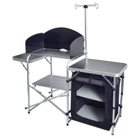 HKM-040979 Portable Outdoor Folding Cooking Station with Storage for Camping and Mobile Kitchen Use