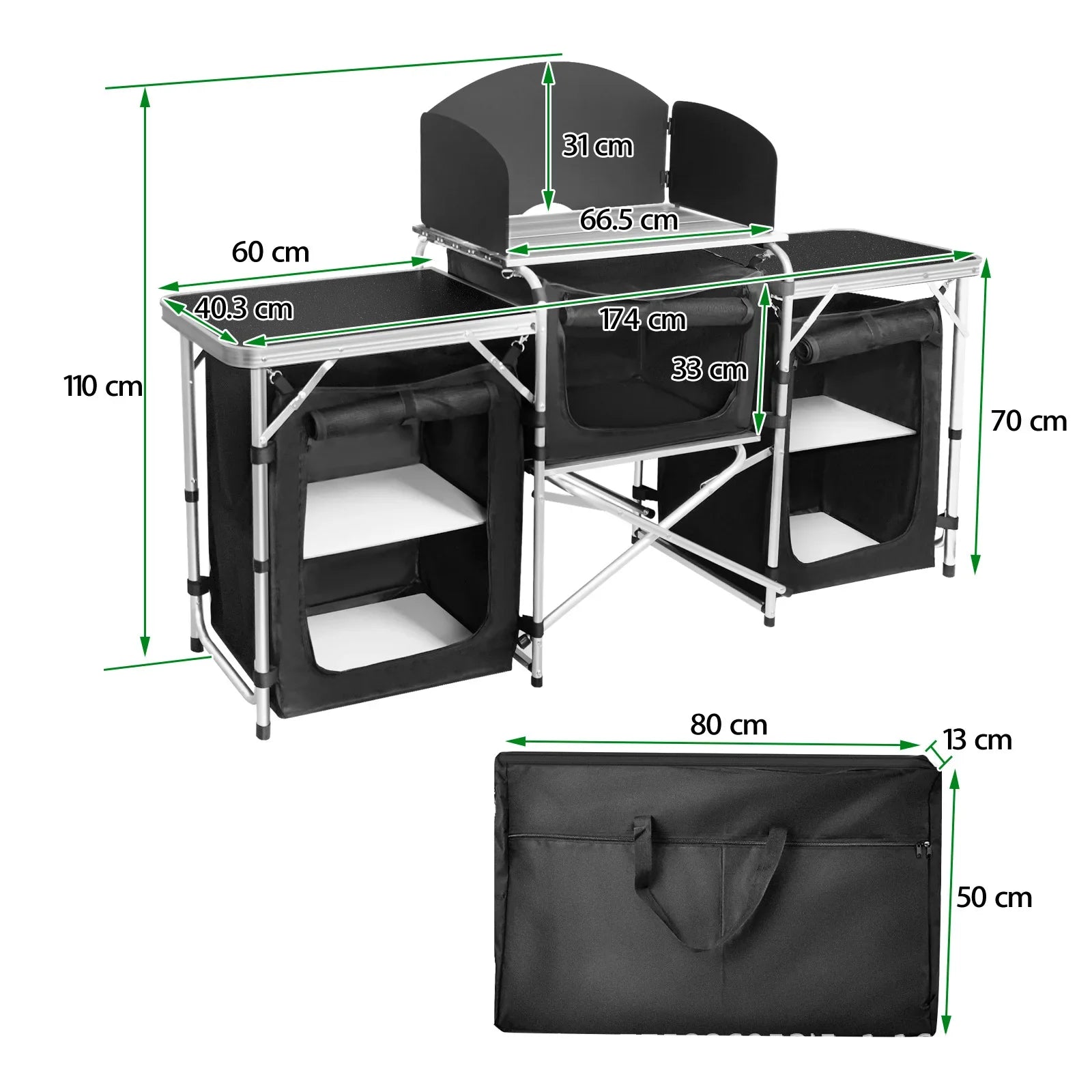 HKM-040979 Portable Outdoor Folding Cooking Station with Storage for Camping and Mobile Kitchen Use