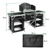 HKM-040979 Portable Outdoor Folding Cooking Station with Storage for Camping and Mobile Kitchen Use