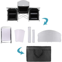 HKM-040979 Portable Outdoor Folding Cooking Station with Storage for Camping and Mobile Kitchen Use