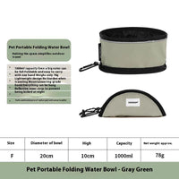 HKM-0409917 Portable Folding Water Bowl for Dogs and Pets - 1000ml Capacity, Waterproof Nylon