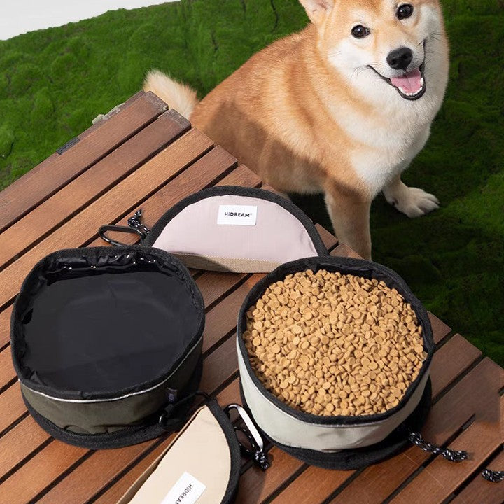 HKM-0409917 Portable Folding Water Bowl for Dogs and Pets - 1000ml Capacity, Waterproof Nylon