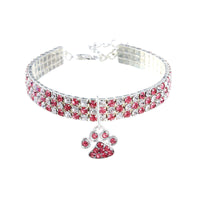 HKM-0411709 Mixed Color Rhinestone Stretch Necklace for Dogs and Cats ¨C Copper with Silver Plating