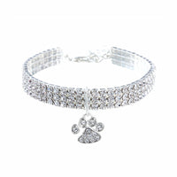 HKM-0411709 Mixed Color Rhinestone Stretch Necklace for Dogs and Cats ¨C Copper with Silver Plating