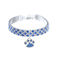 HKM-0411709 Mixed Color Rhinestone Stretch Necklace for Dogs and Cats ¨C Copper with Silver Plating