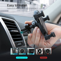 HKM-041171 360-Degree Gravity Car Phone Holder for 4.7-6.5 Inch Devices, Automatic Lock Air Outlet Bracket