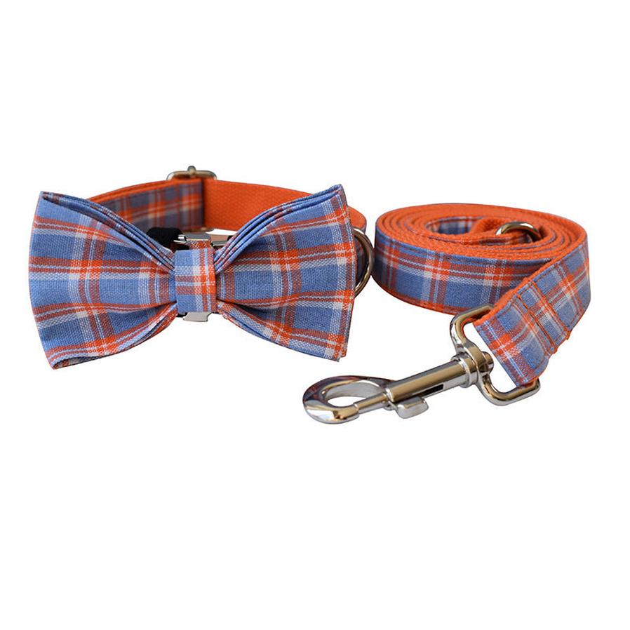 HKM-041171 Orange Mesh Dog Collar with Alloy Buckle and Bow Accent